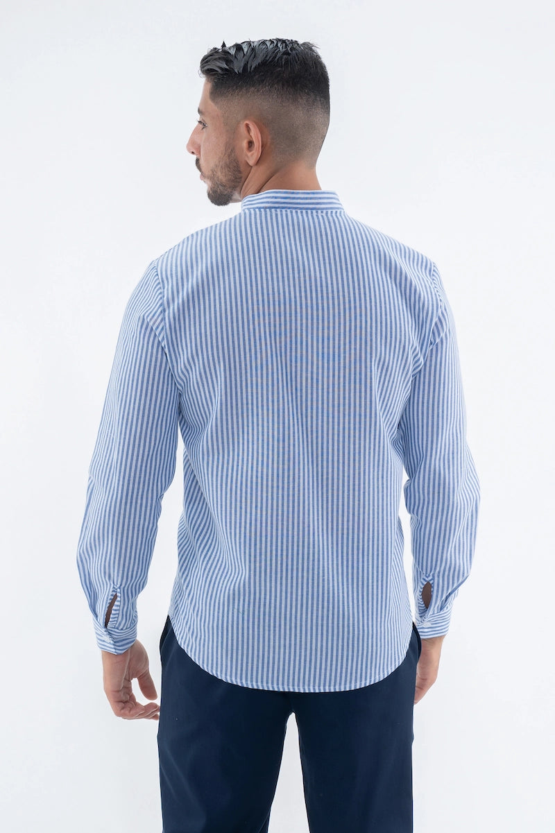 Chemise Homme 100% lin français – Col classique – Manches longues – Bleu de Lectoure Chemise Homme 100% lin français – Col classique – Manches longues – Bleu de Lectoure