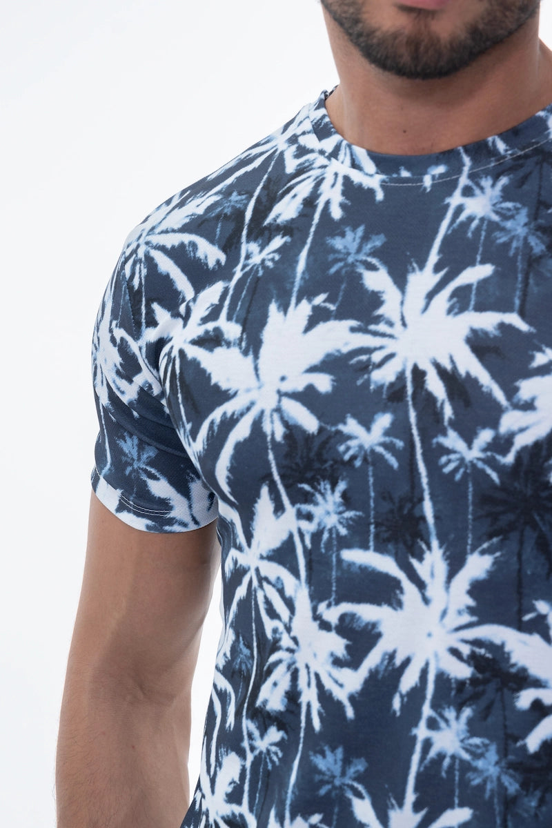 T-shirt manches courtes à motifs palmiers
