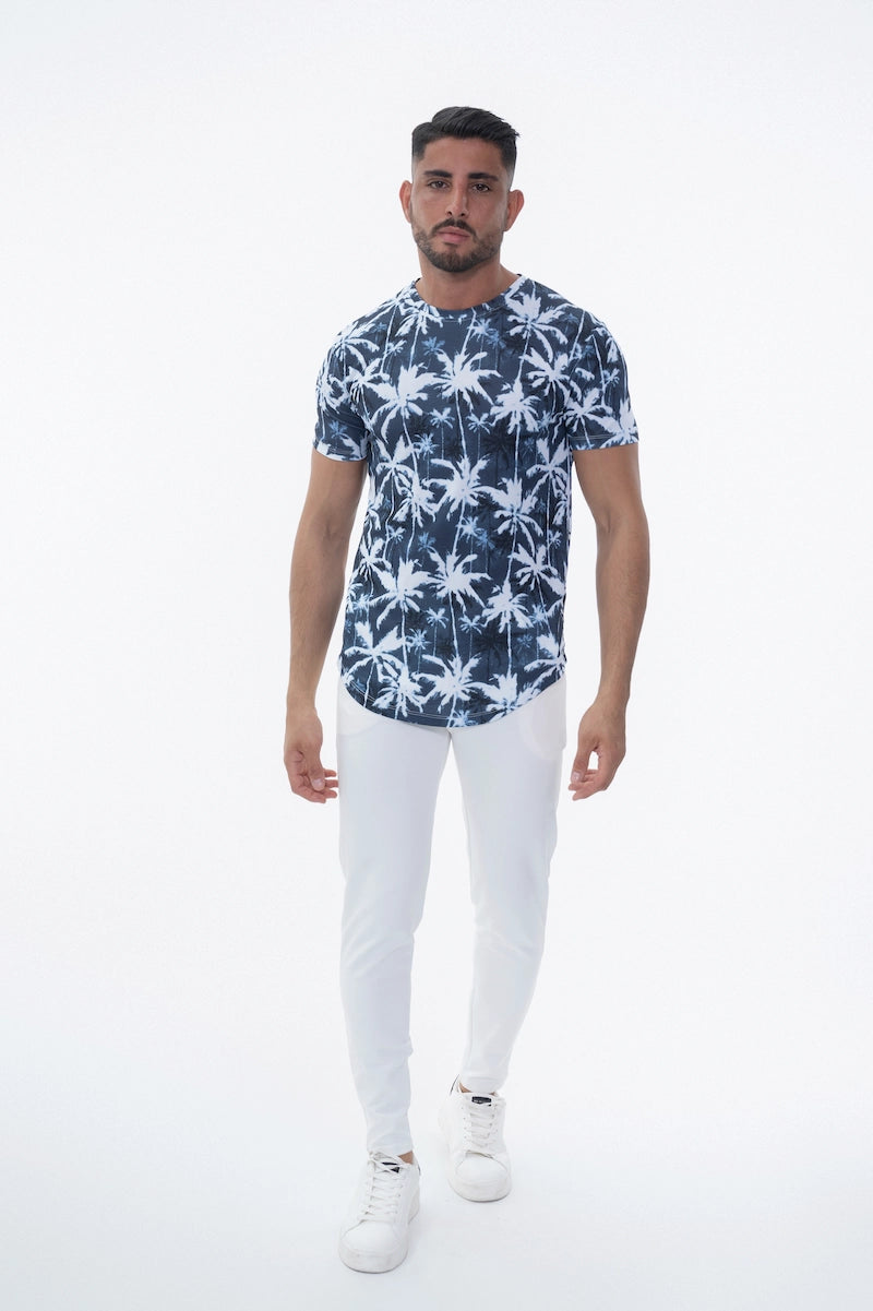 T-shirt manches courtes à motifs palmiers