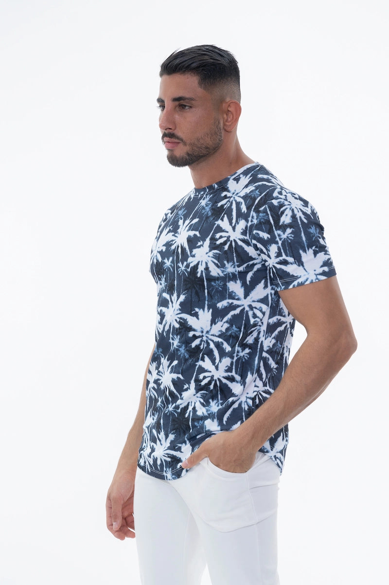 T-shirt manches courtes à motifs palmiers