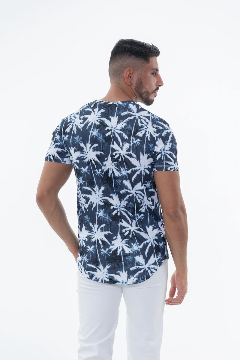T-shirt manches courtes à motifs palmiers