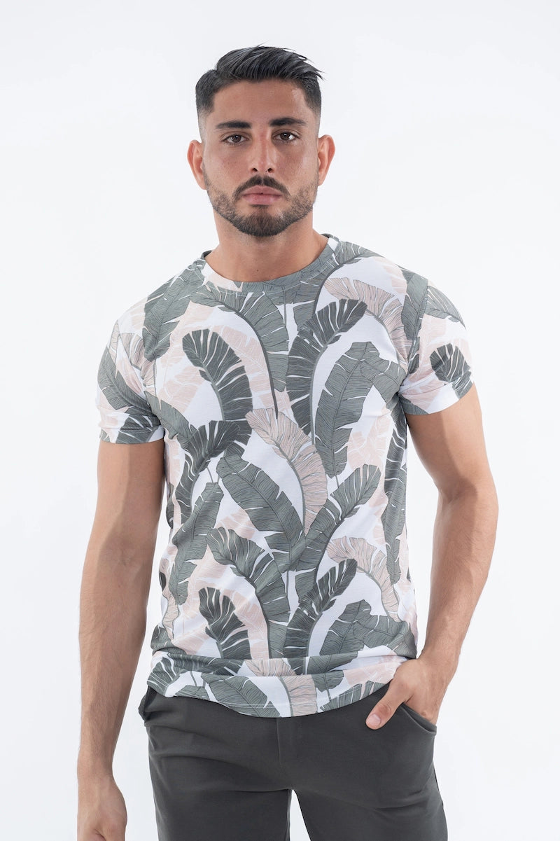 T-shirt manches courtes à motifs plumes