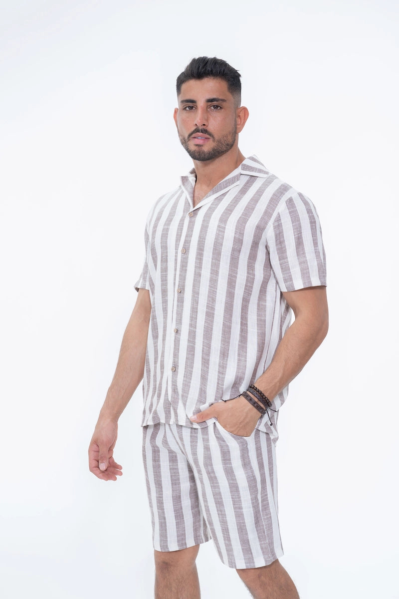 Ensemble chemise et short à rayures