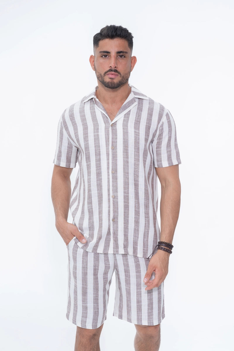 Ensemble chemise et short à rayures
