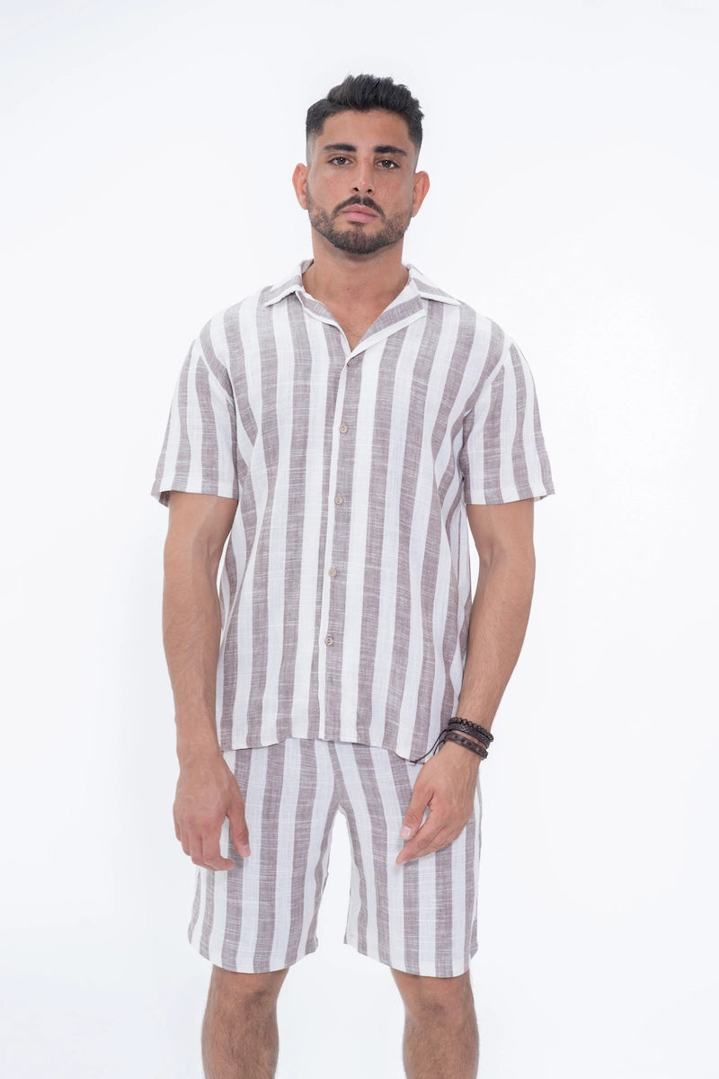 Ensemble chemise et short à rayures