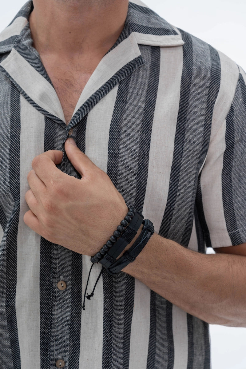 Ensemble chemise et short à rayures