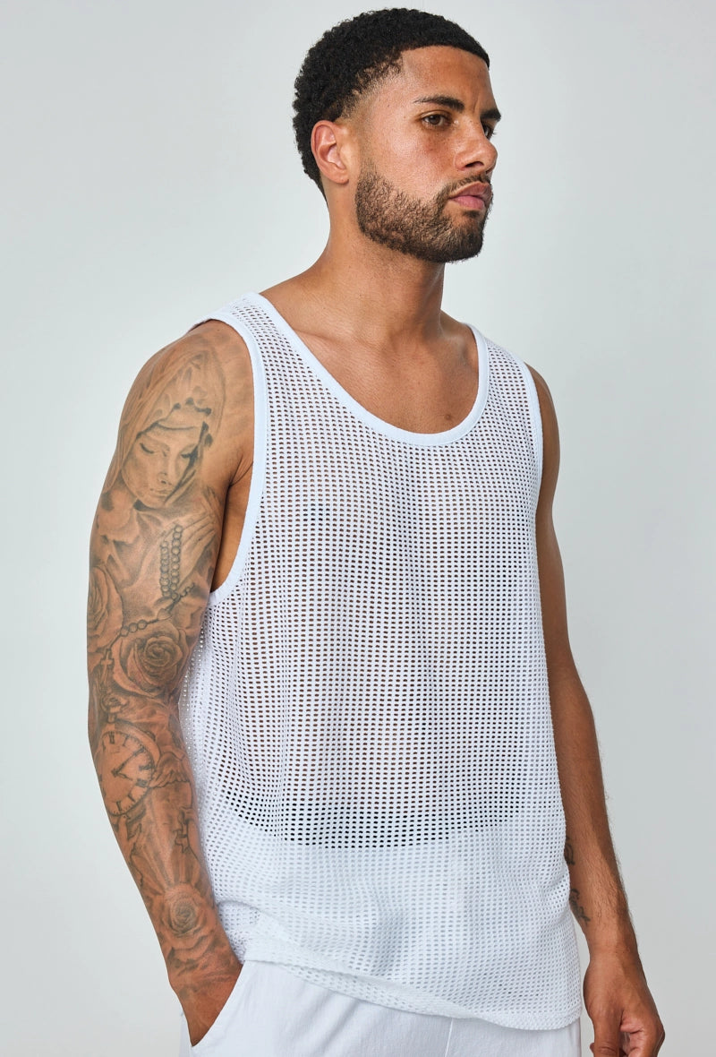 T-shirt débardeur uni à multiples trous