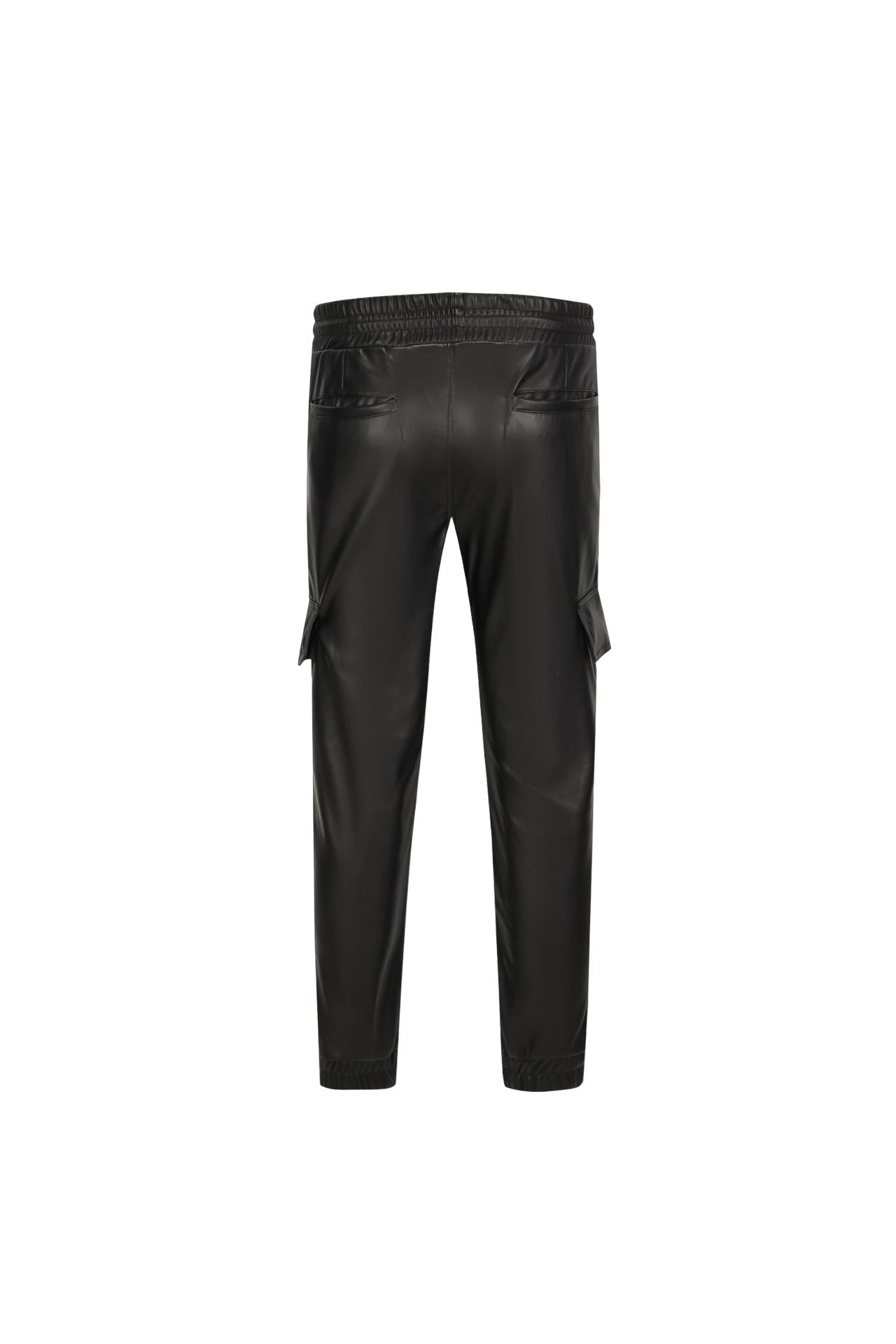 Faux leather cargo jogger pants Frilivin