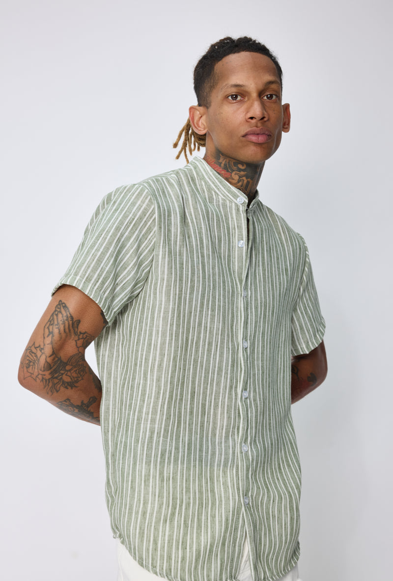 Chemise col mao rayée