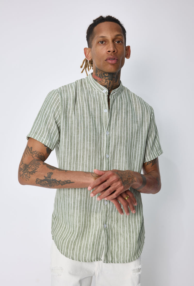 Chemise col mao rayée