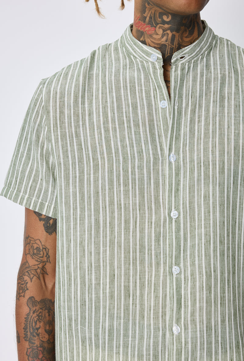 Chemise col mao rayée