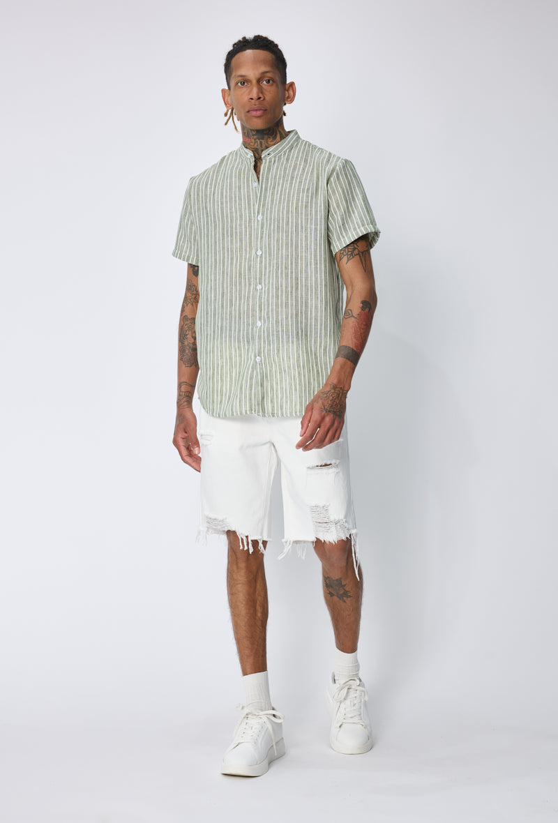 Chemise col mao rayée