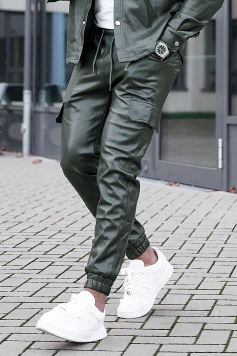Faux leather cargo jogger pants – Frilivin - Main Image