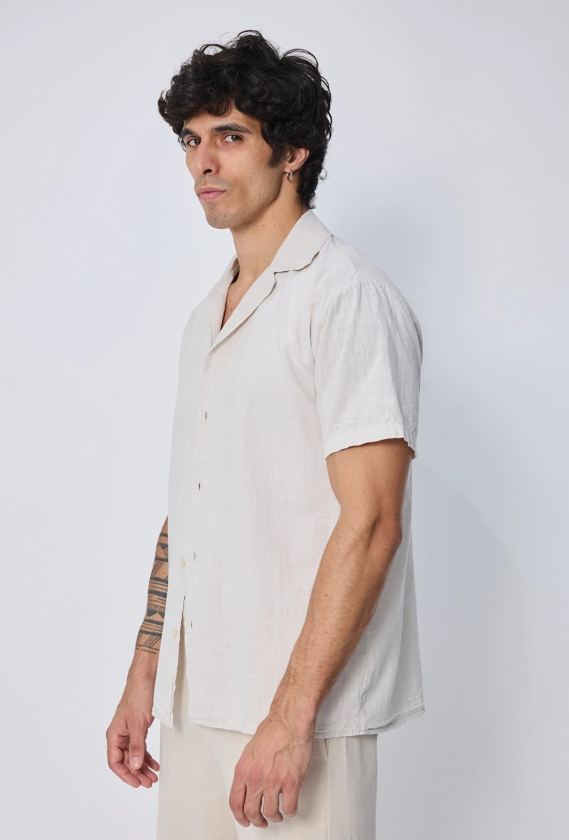 Chemise manches courtes unie coupe décontractée