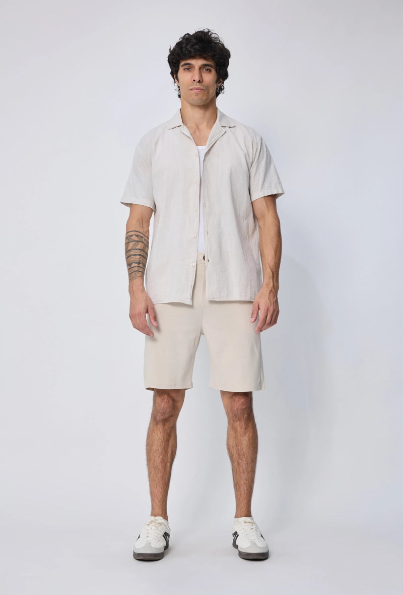 Chemise manches courtes unie coupe décontractée