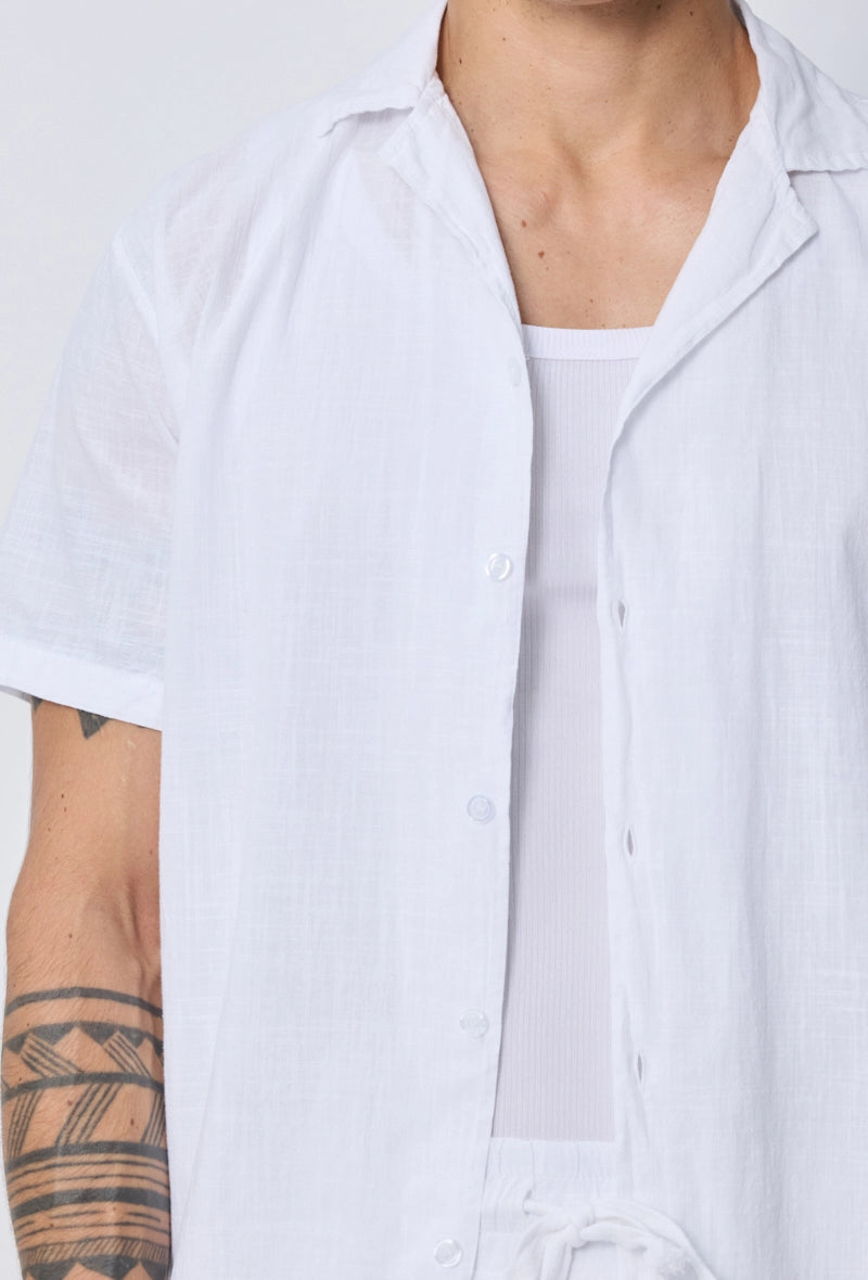 Chemise manches courtes unie coupe décontractée