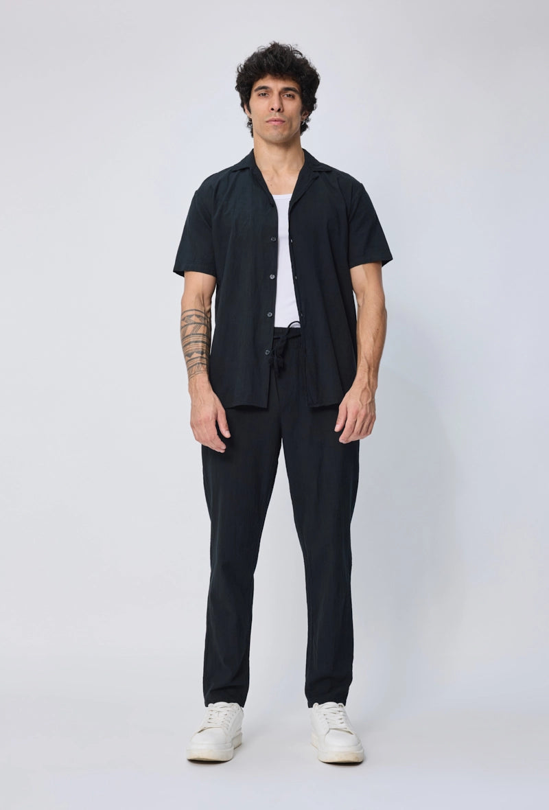 Chemise manches courtes unie coupe décontractée