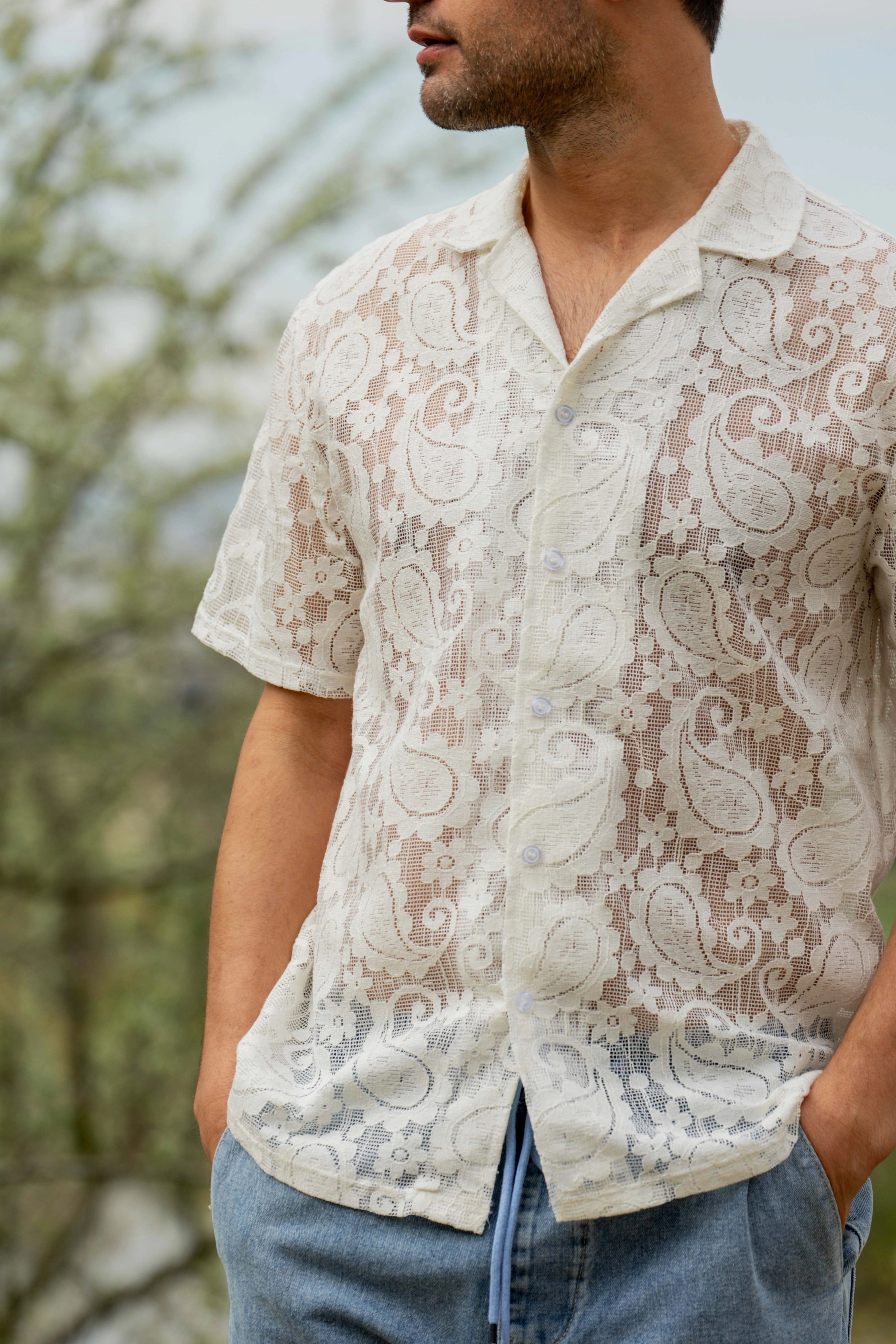 Chemise dentelle paisley