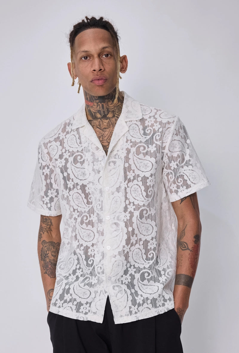 Chemise dentelle paisley
