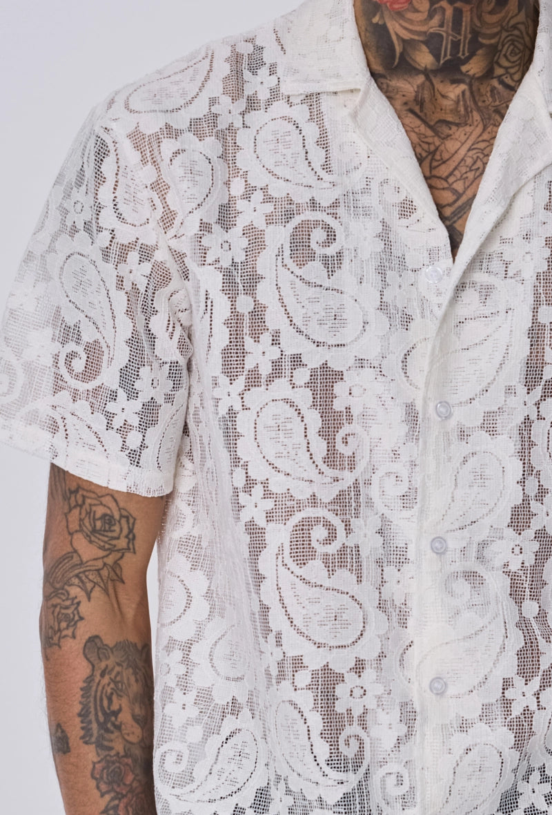 Chemise dentelle paisley