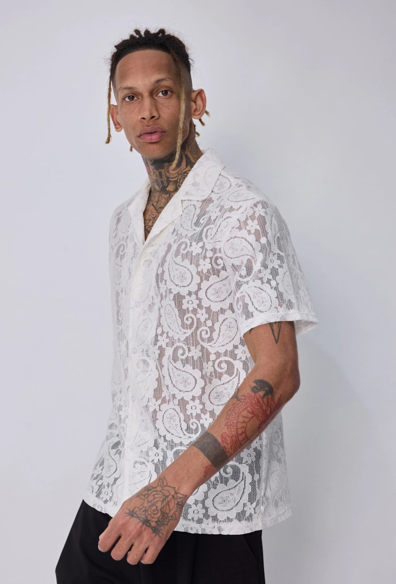 Chemise dentelle paisley