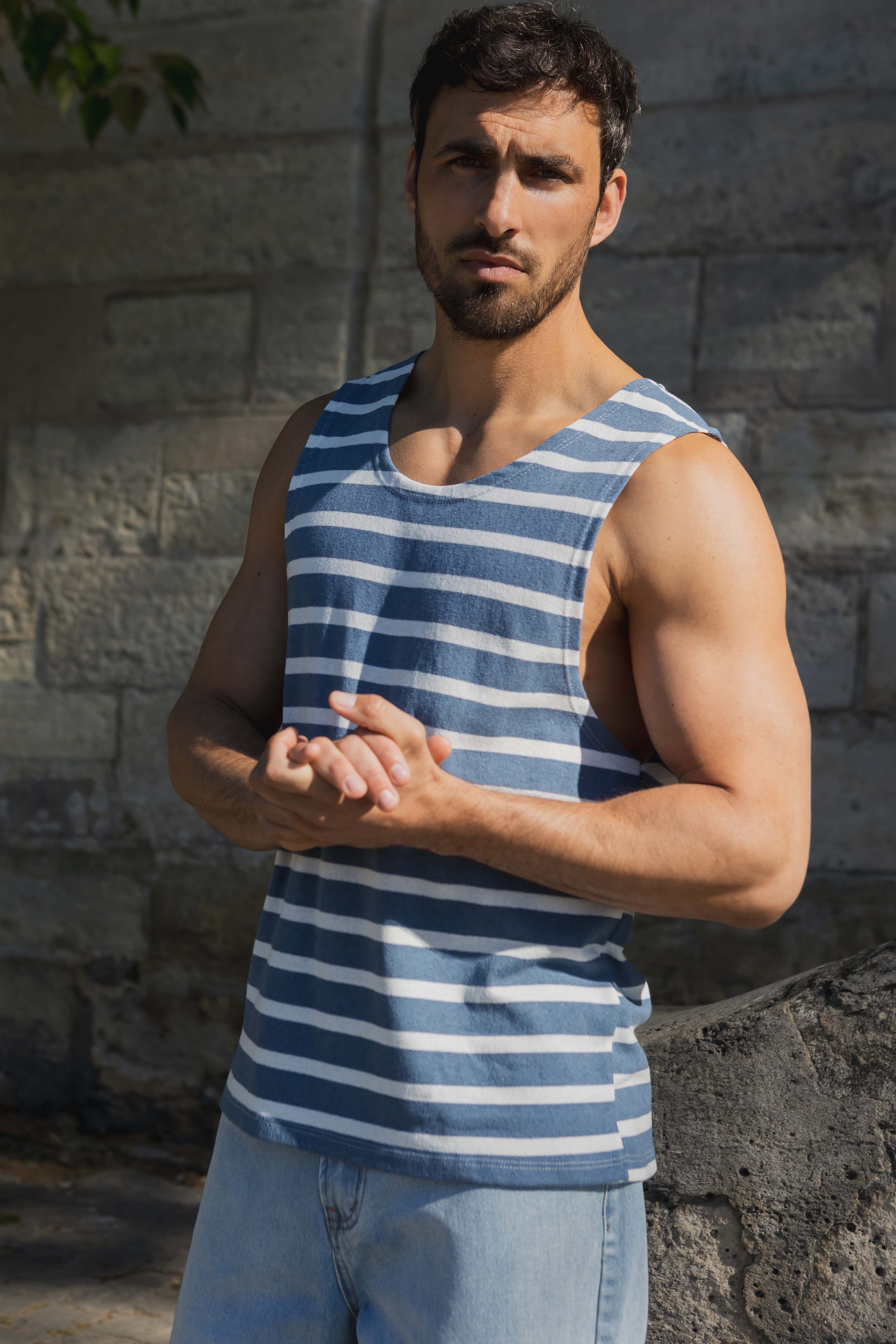 T-shirt débardeur rayé casual été