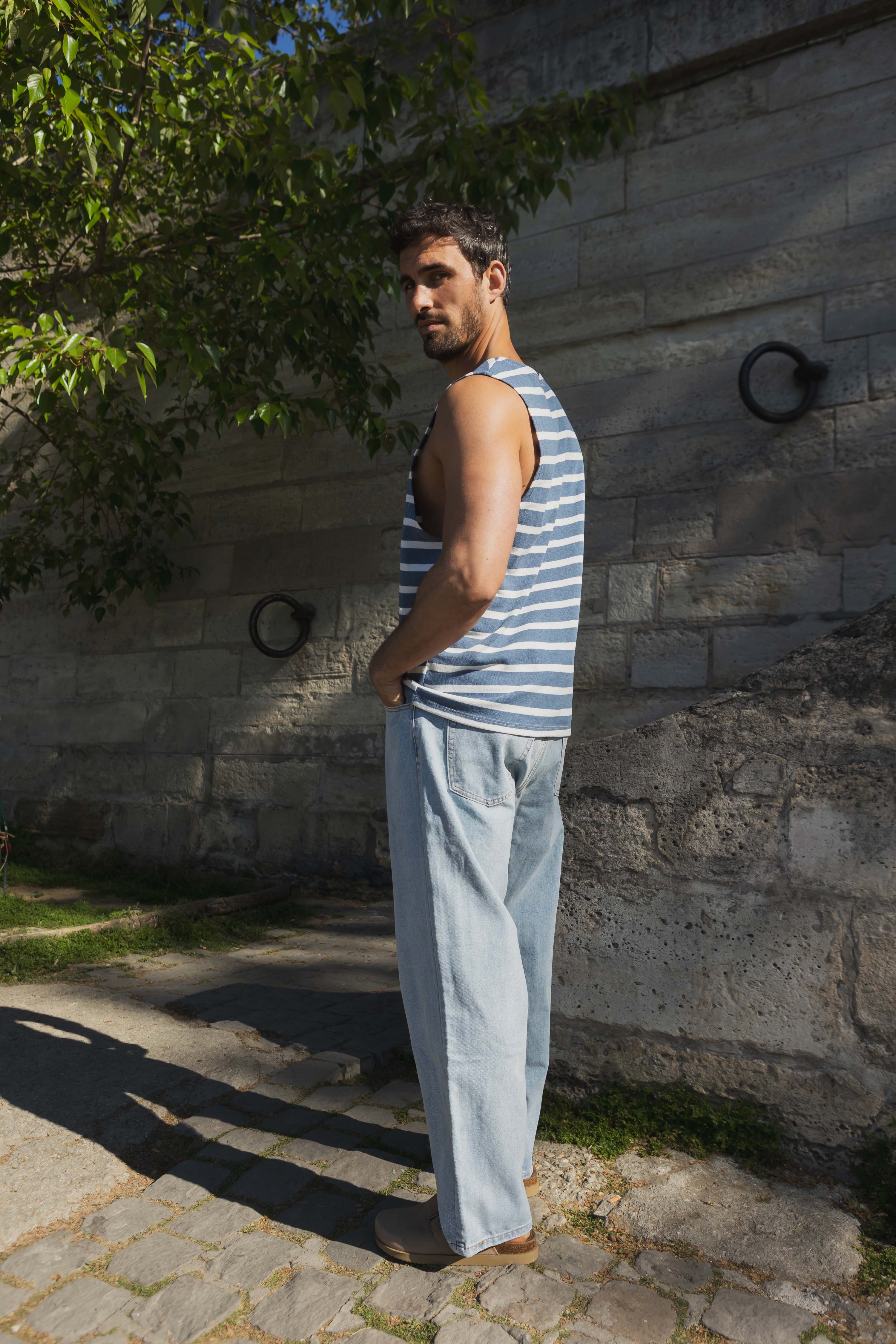 T-shirt débardeur rayé casual été