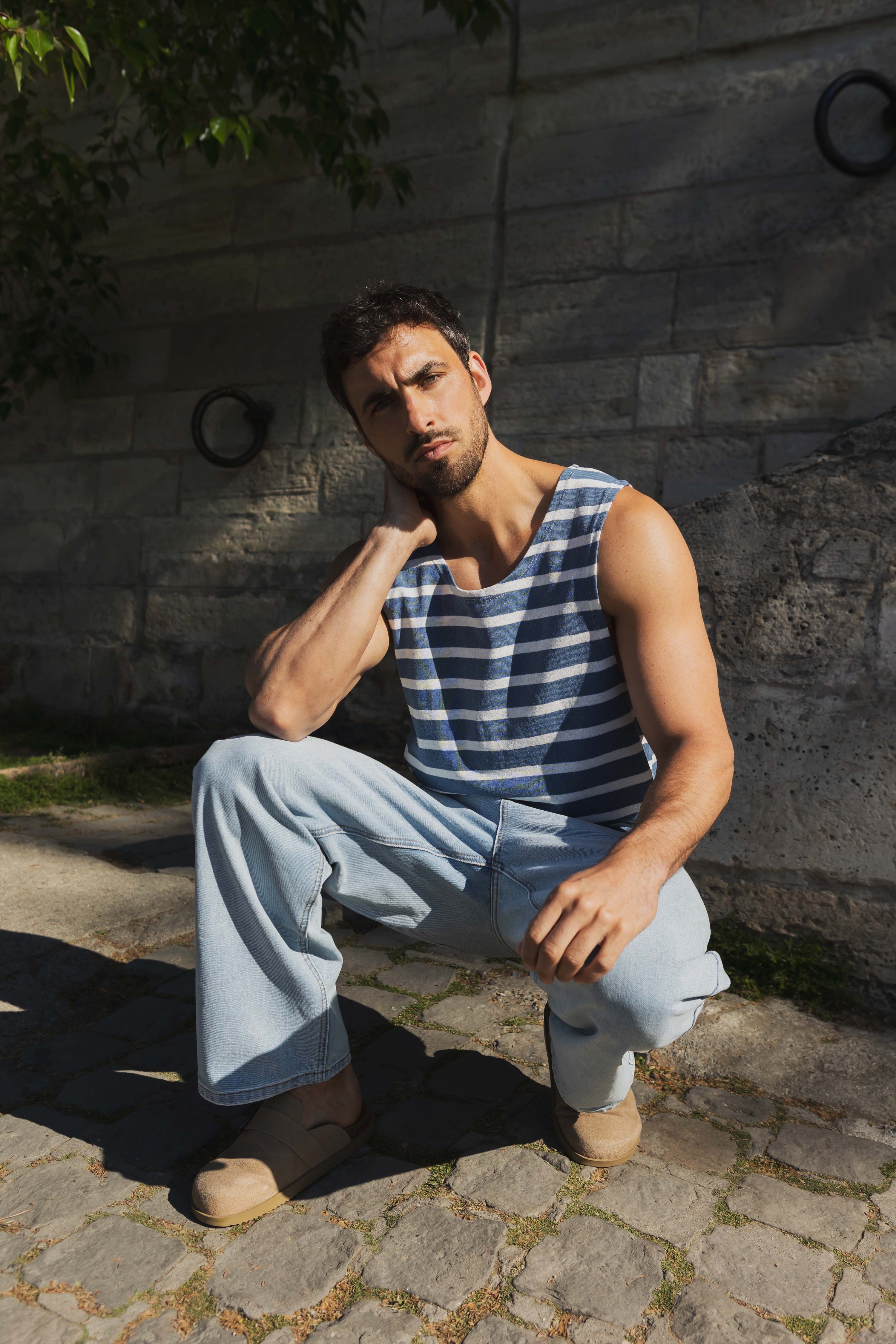 T-shirt débardeur rayé casual été