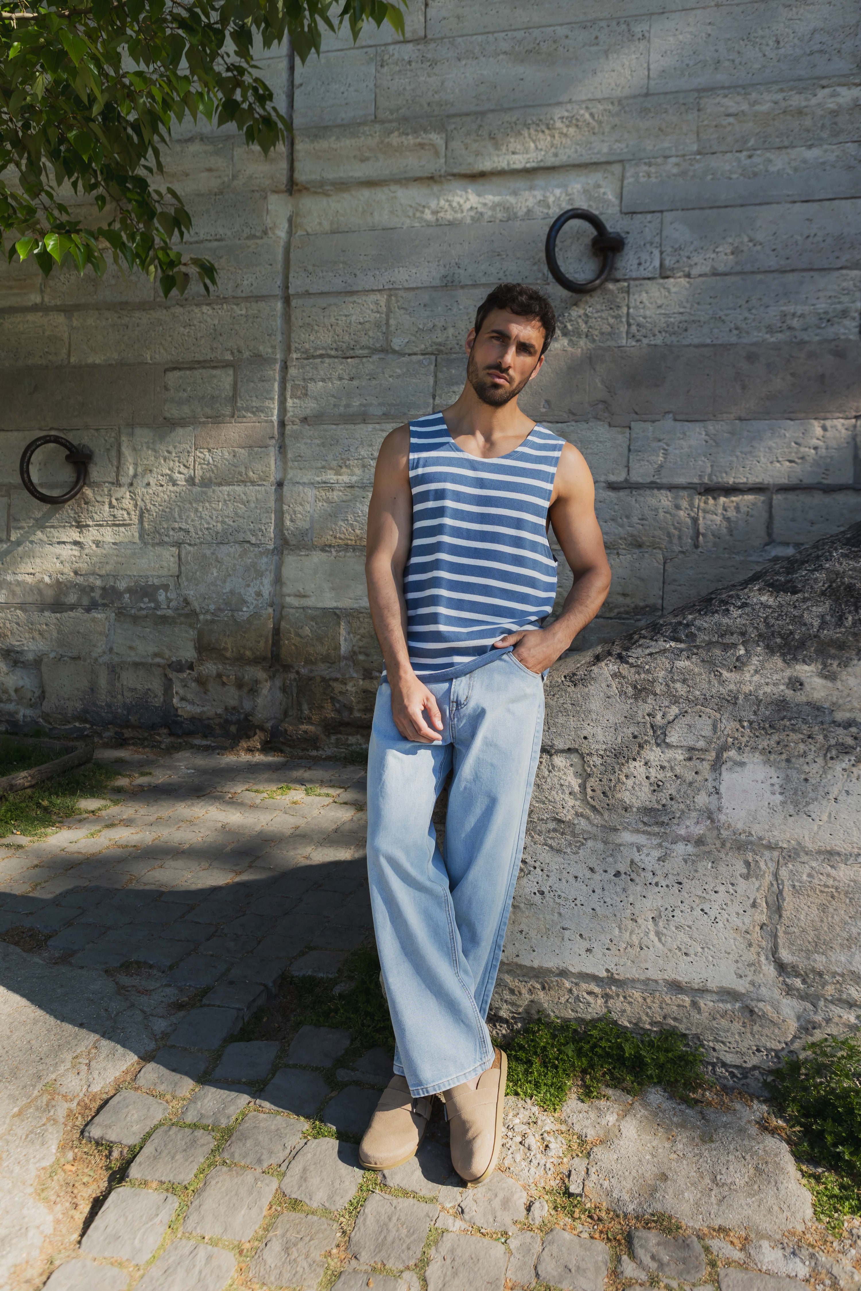 T-shirt débardeur rayé casual été