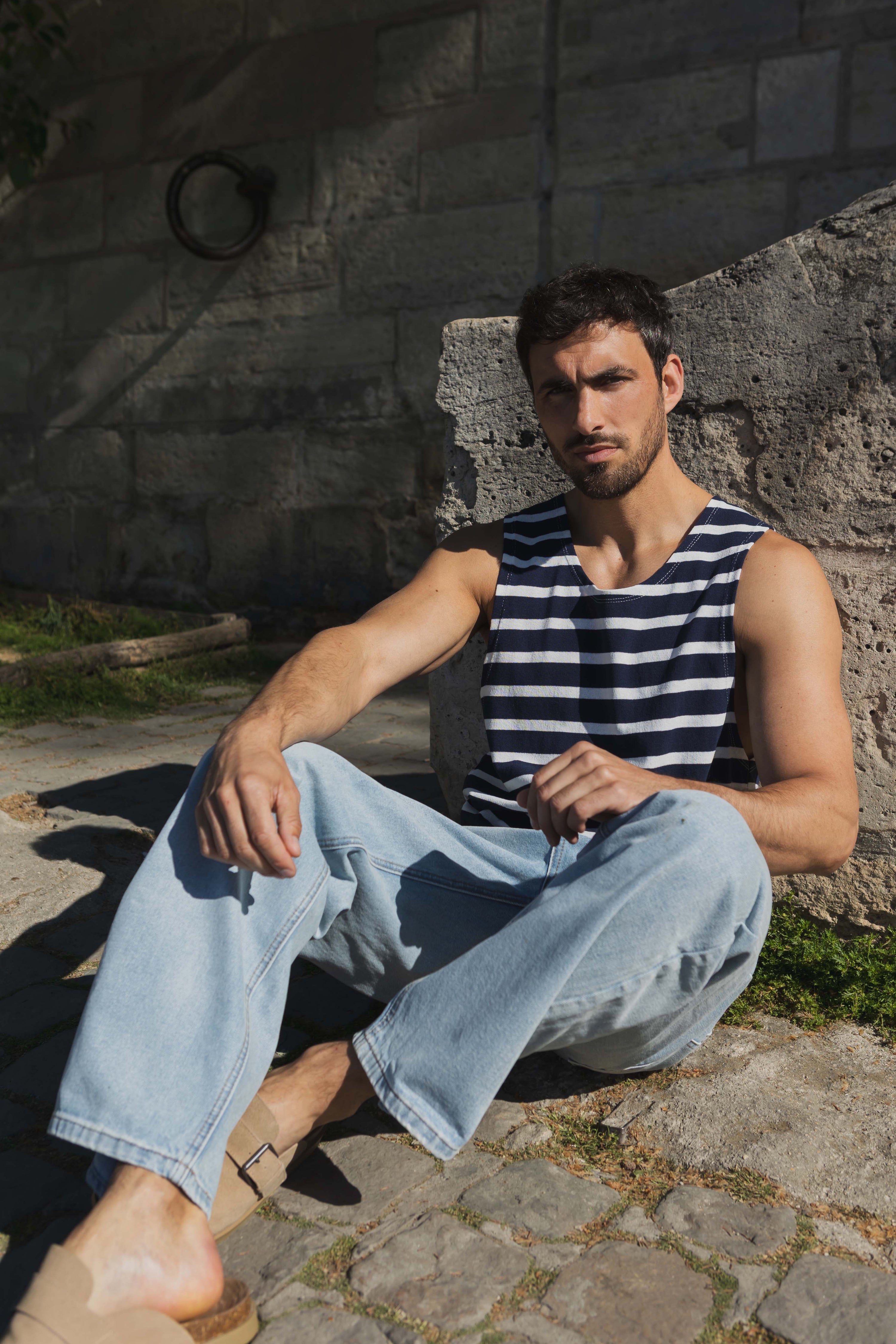 T-shirt débardeur rayé casual été