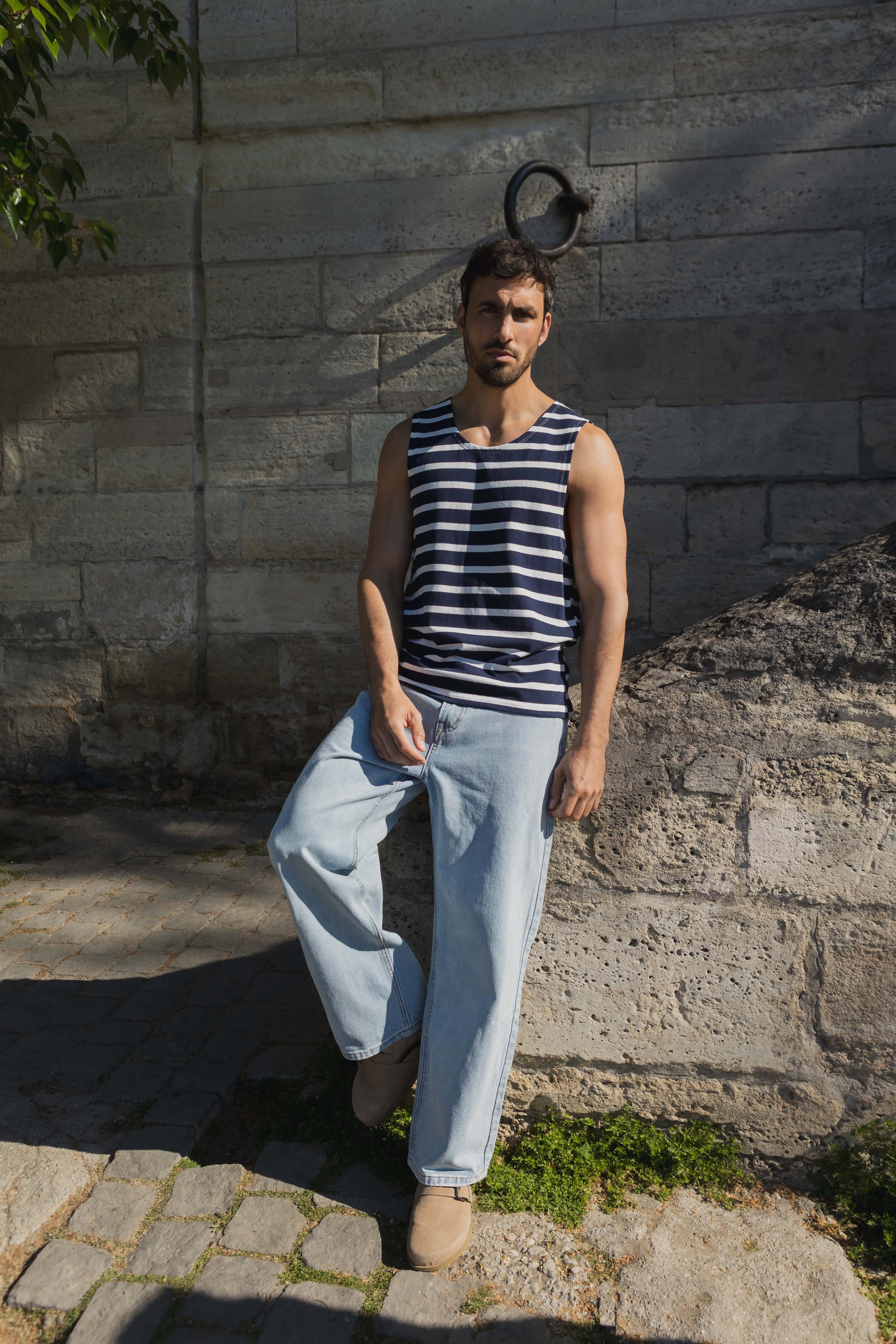T-shirt débardeur rayé casual été