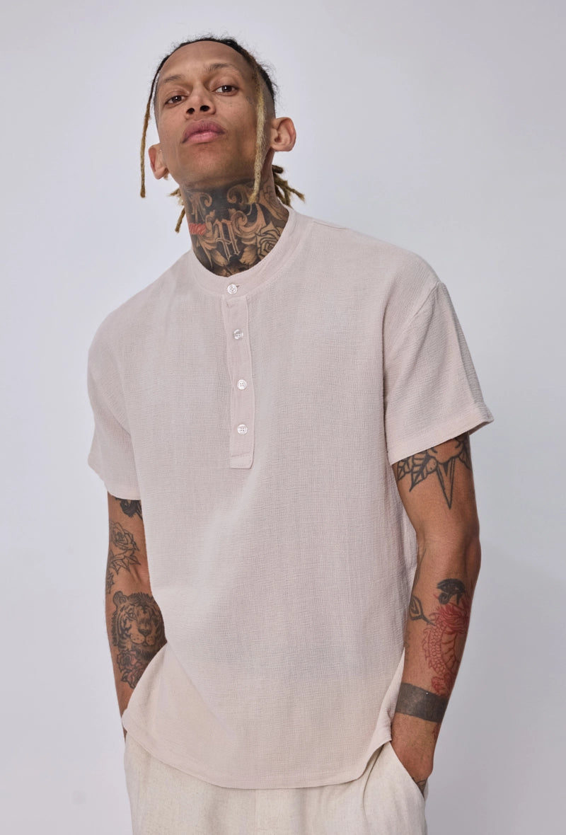 Chemise col mao boutons