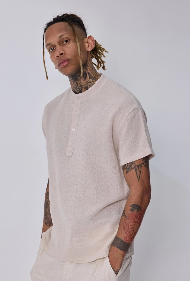 Chemise col mao boutons