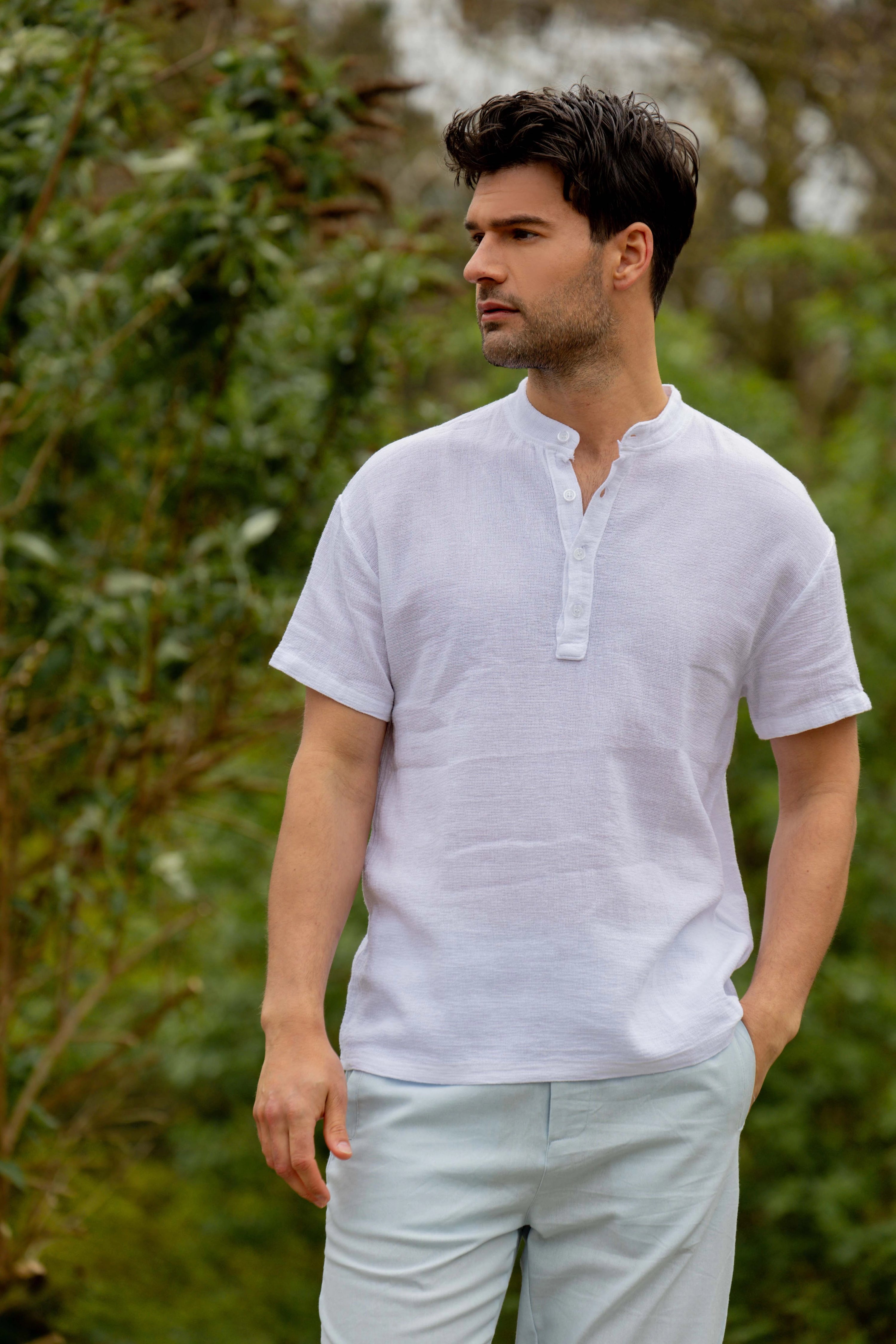 Chemise col mao boutons