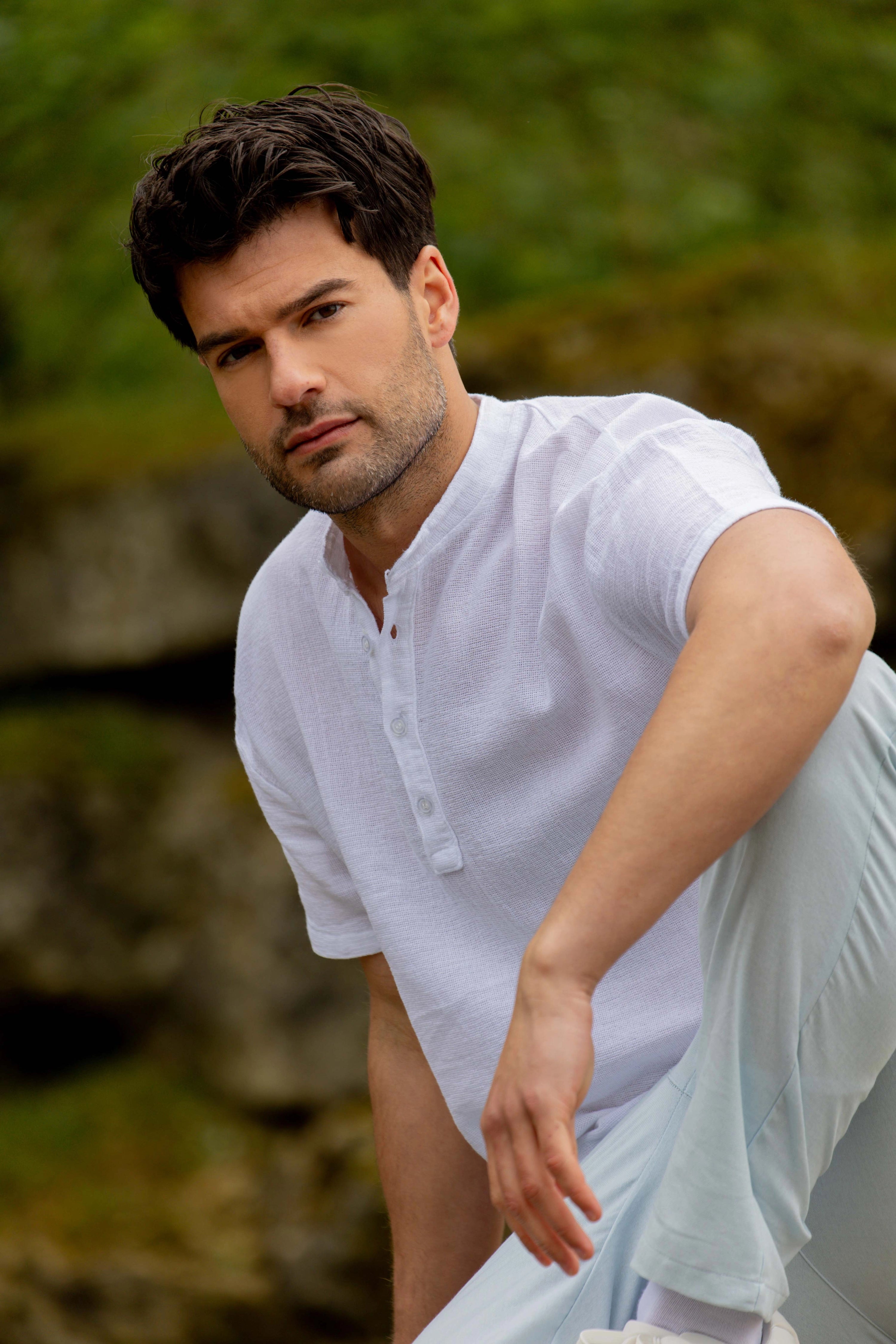 Chemise col mao boutons