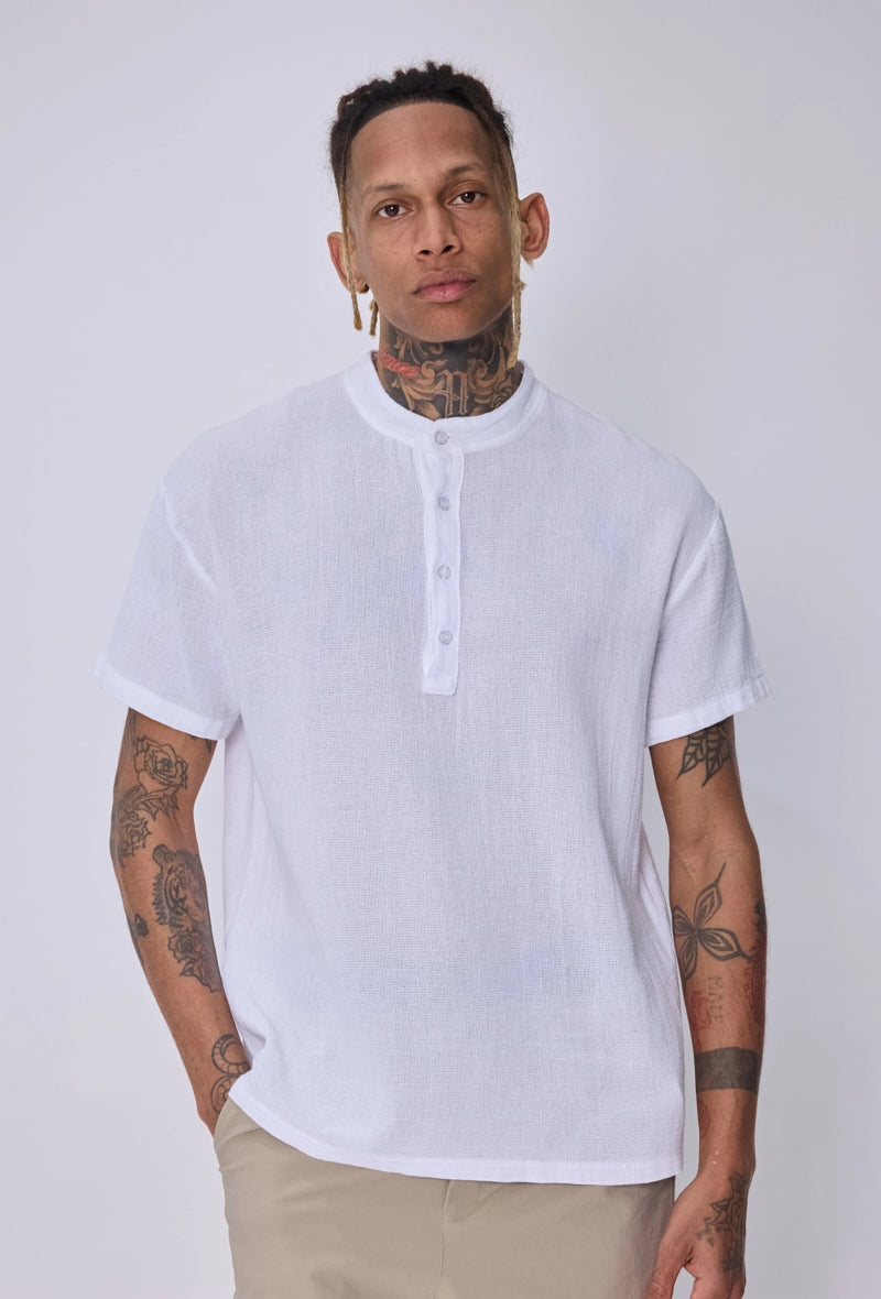 Chemise col mao boutons