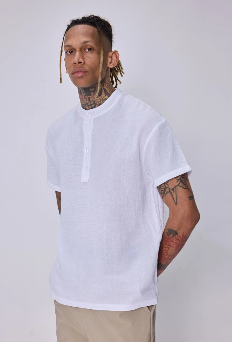 Chemise col mao boutons