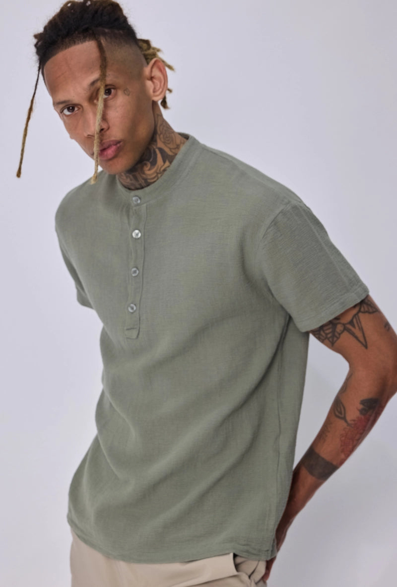 Chemise col mao boutons
