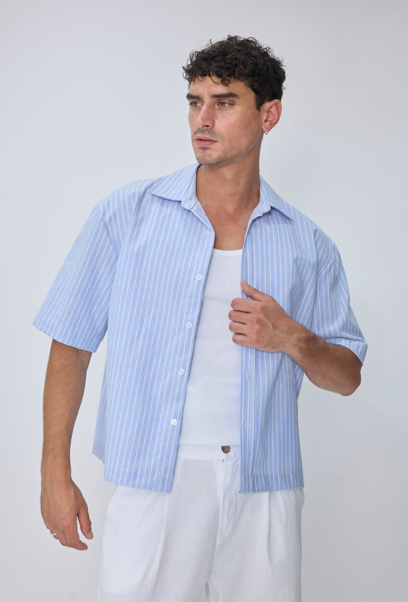Chemise crop col ouvert