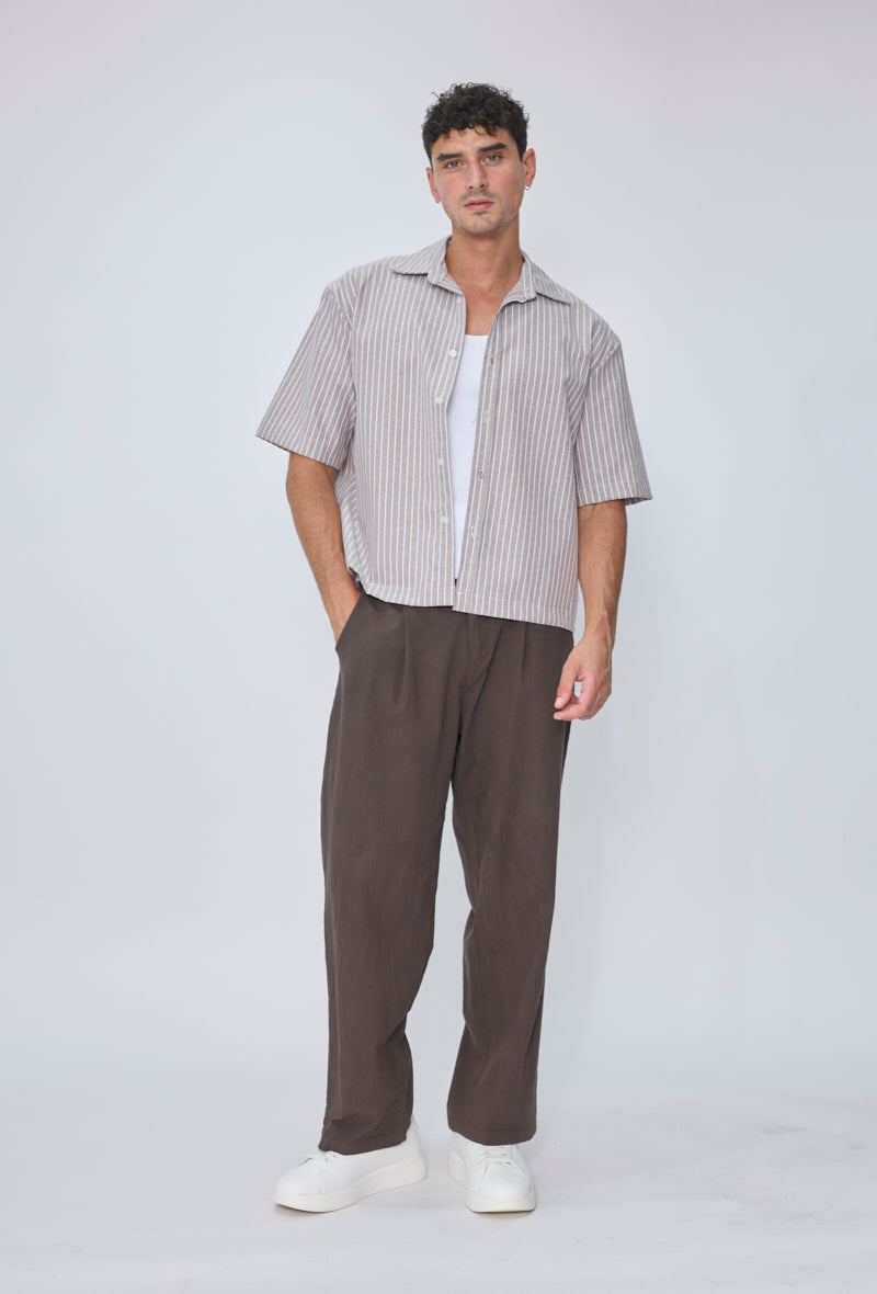 Chemise crop col ouvert