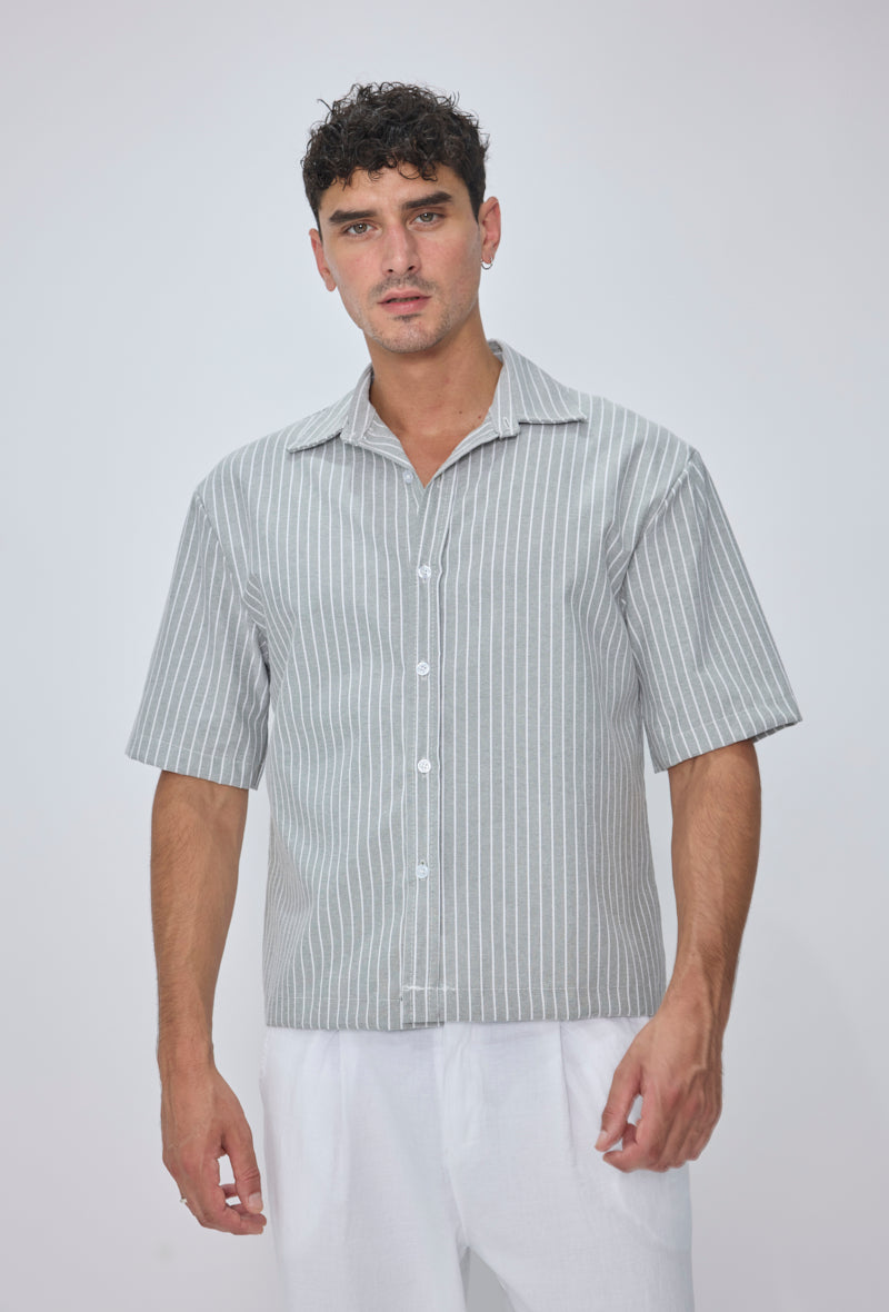 Chemise crop col ouvert