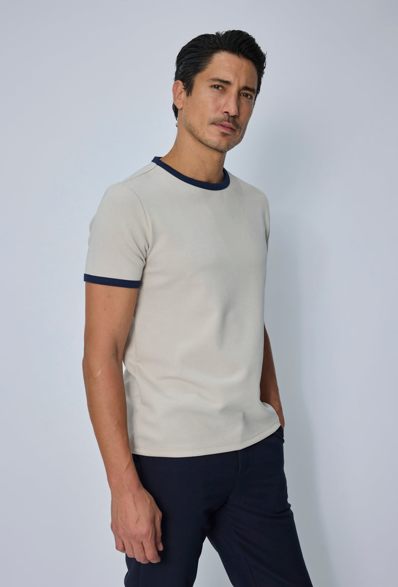 T-shirt col rond contrasté