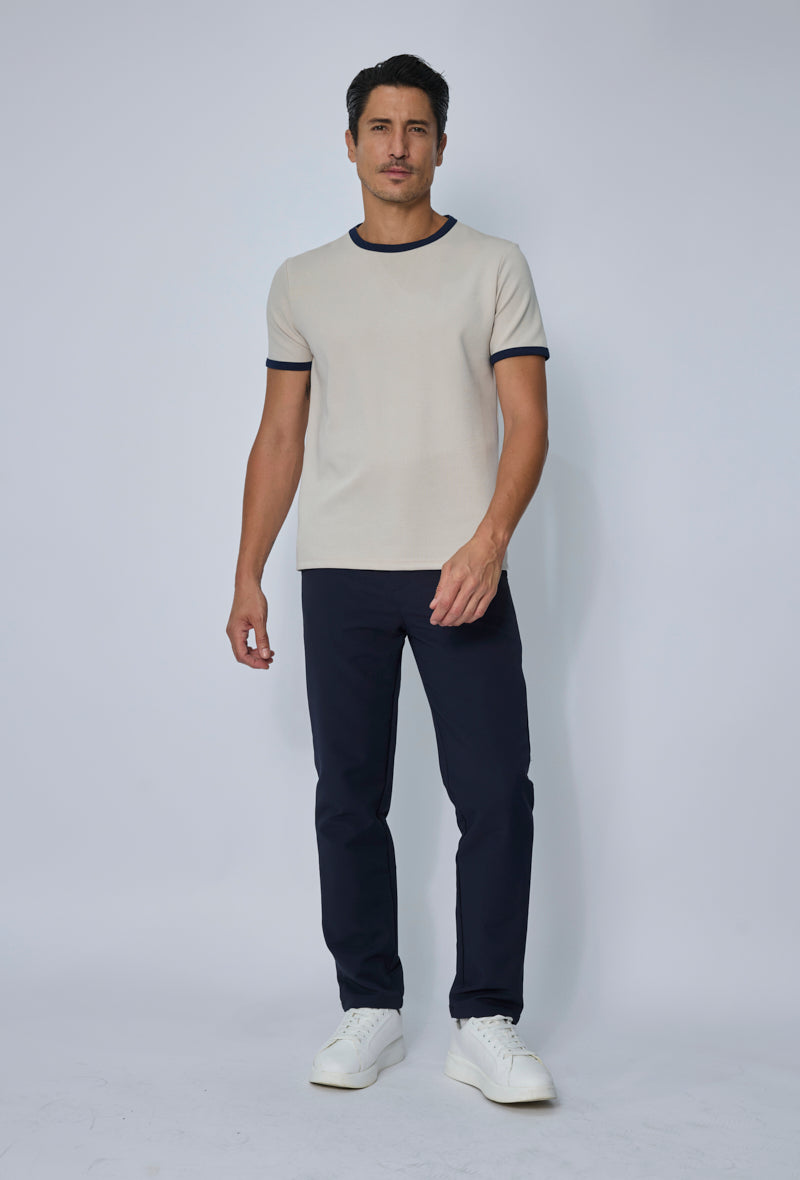 T-shirt col rond contrasté