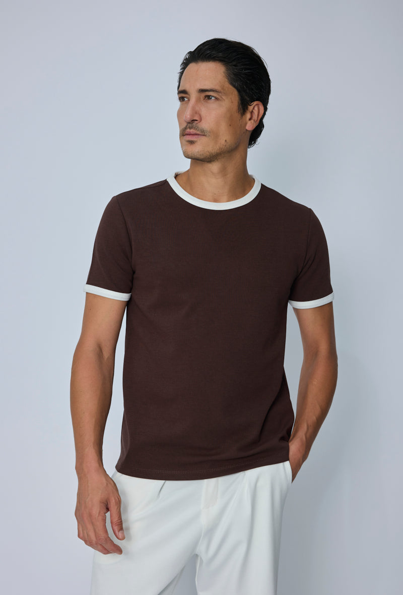 T-shirt col rond contrasté