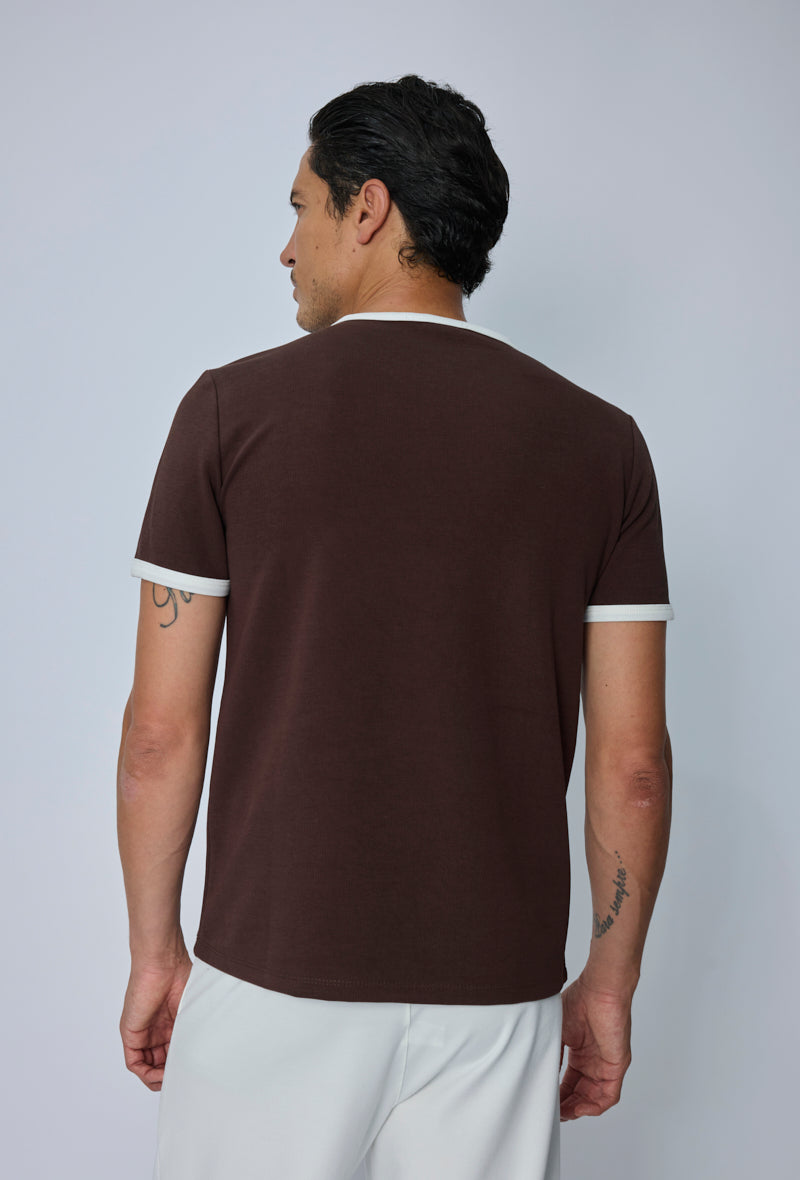 T-shirt col rond contrasté