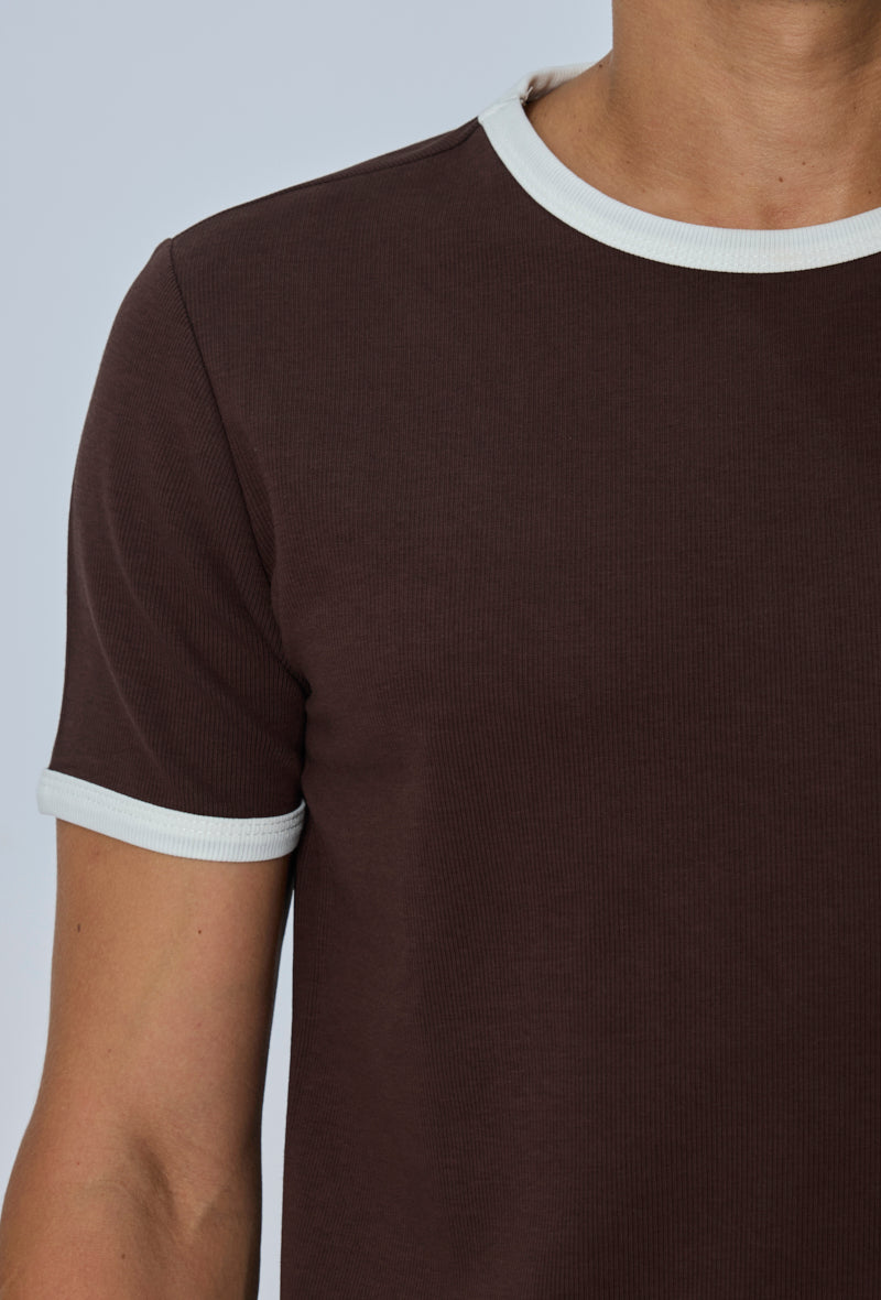 T-shirt col rond contrasté