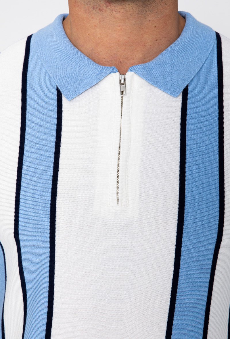 T-shirt polo zippé à rayure - Frilivin