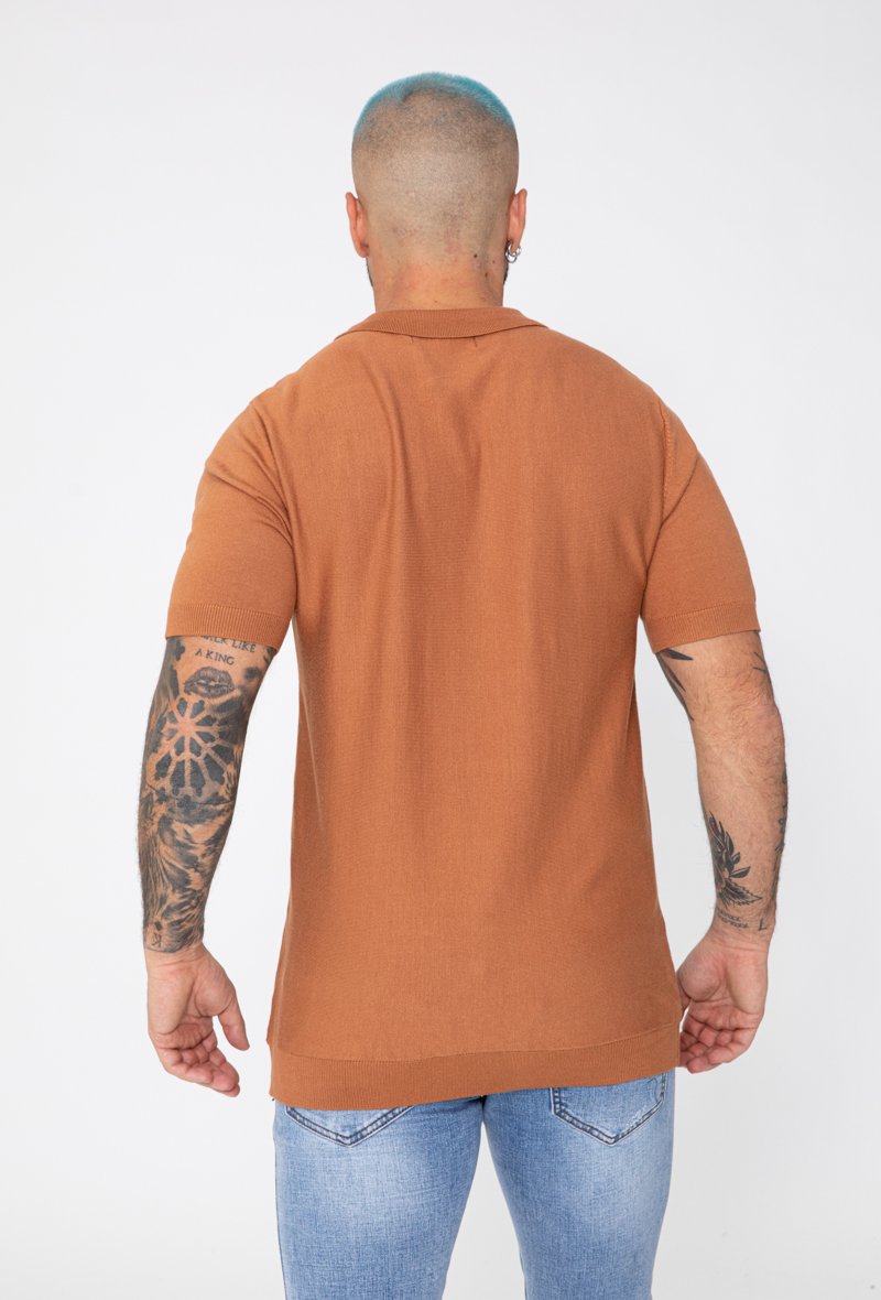 T-shirt polo zippé à rayure - Frilivin
