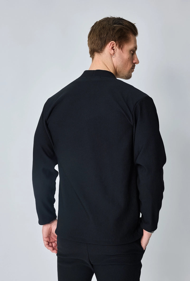 Veste uni fluide confortable avec motif à rayures
