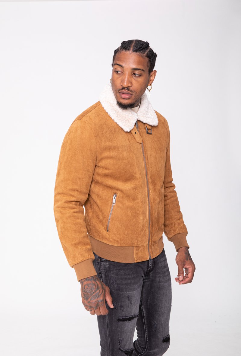 Veste daim avec col mouton Frilivin